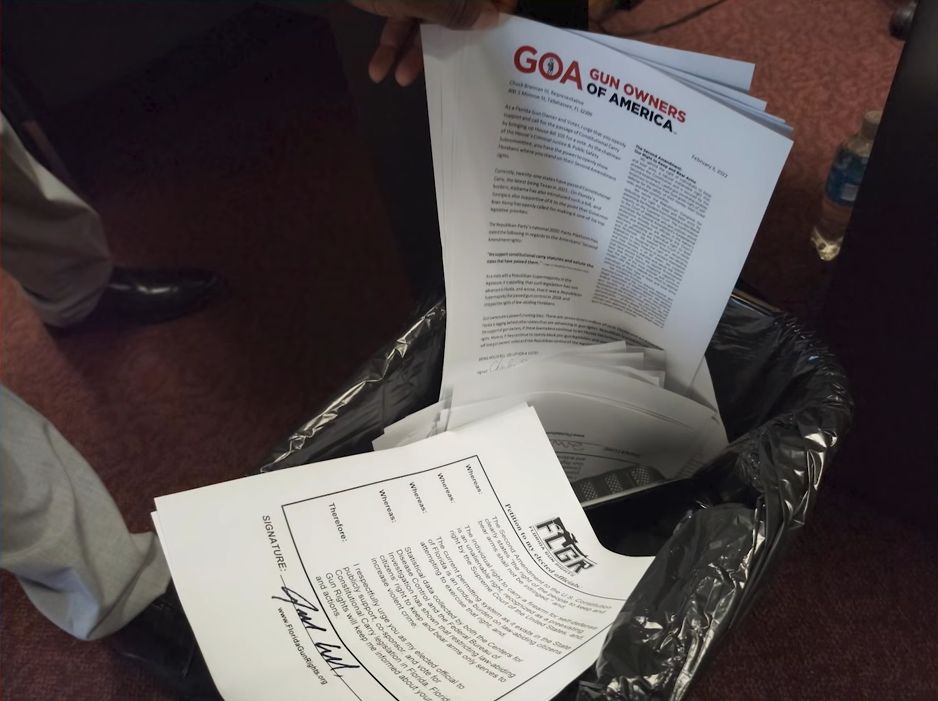 Florida State Rep’s Aide Caught Tossing Stack of Newly Delivered Constitutional Carry Petitions Into Trashcan