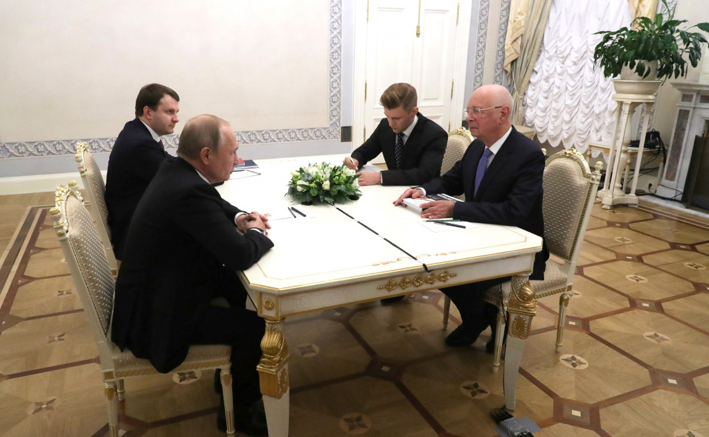 Russian President Vladimir Putin Meets with World Economic Forum Chairman Klaus Schwab