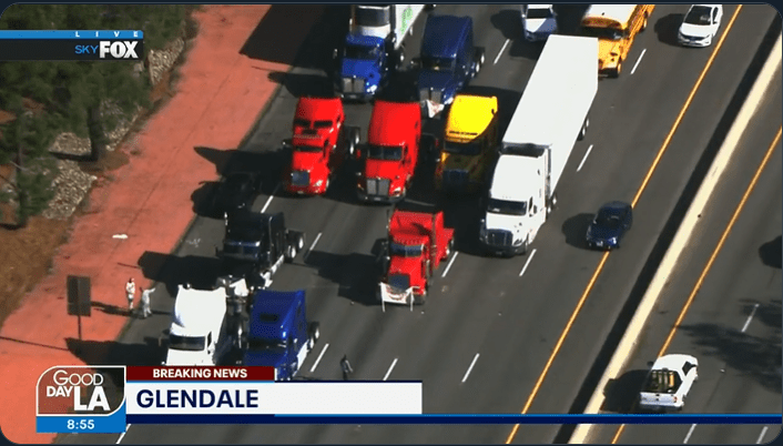 American Yellow Vest Movement? Truckers Block LA Highway To Protest Biden Regime Gas Prices
