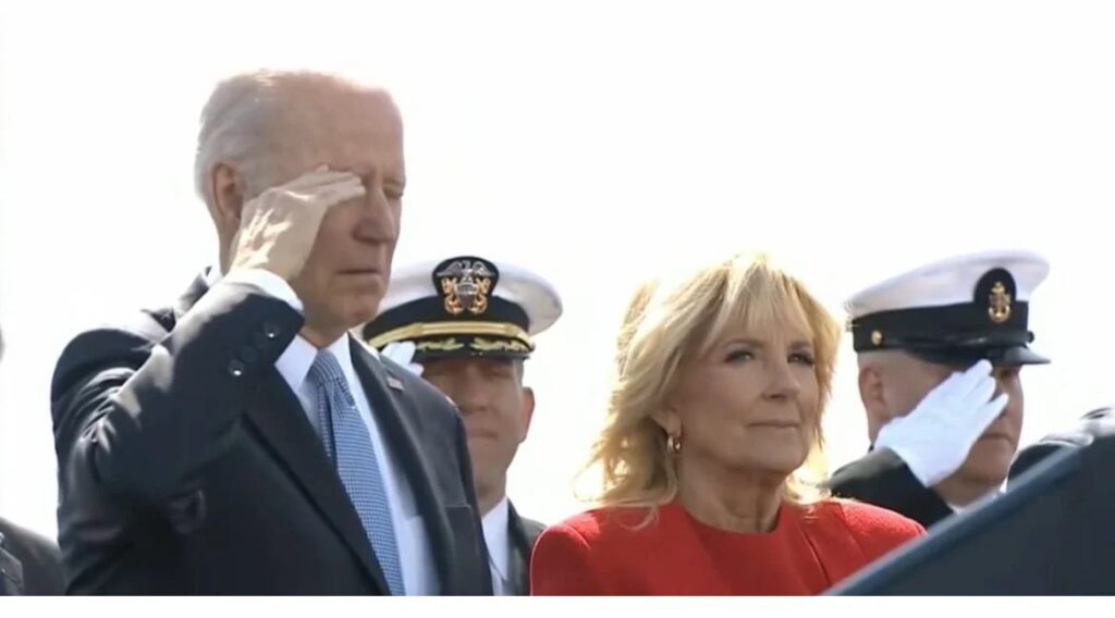 WATCH: Sleepy Joe Biden Appears to Pass Out During USS Delaware Commissioning Ceremony