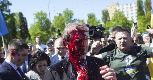 Russian Ambassador Hit With Red Paint During WW2 Commemoration