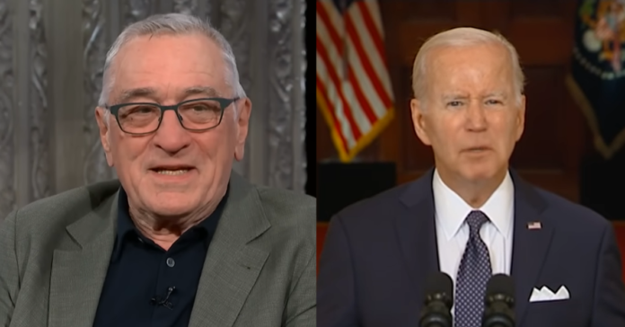 Robert De Niro Tells USA Not To Believe Its Lying Eyes About Joe Biden: “He’s, you know, he got us into calm waters, he’s doing the best he can, and uh, we got to get through a tough period, period”