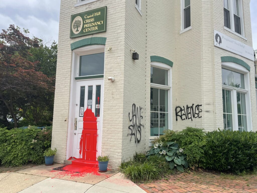Abortion Activists Trash Pregnancy Center: Dump Paint on Door, Egg Windows, Write “Revenge” on Wall