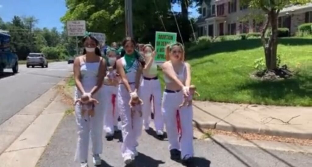 Pro-Abortion Protestors March Outside Justice Amy Coney Barrett’s House With Bloody Baby Dolls