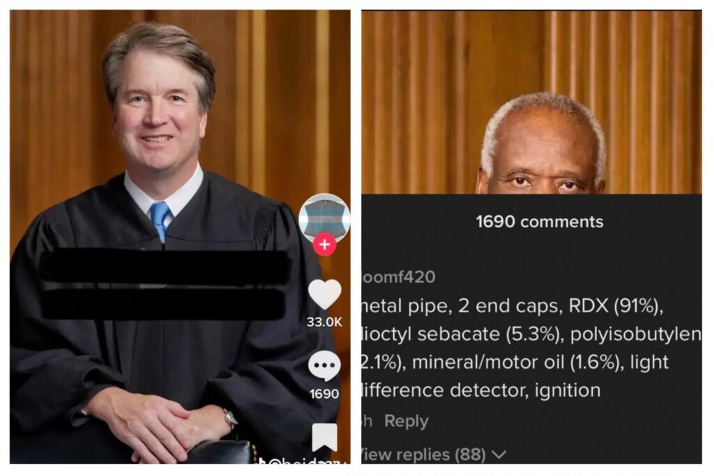 Democrats Post Addresses of Supreme Court Justices and Bomb Instructions on TikTok