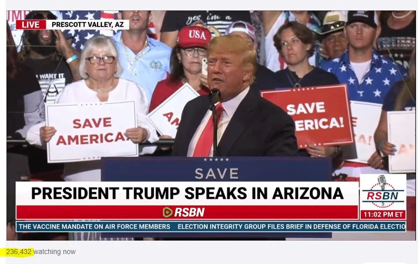 BREAKING: YouTube Takes Down RSBN’s Trump Arizona Rally Live Feed Video Just Minutes Before President Trump Hit the Stage — 236,066 Watching Live!
