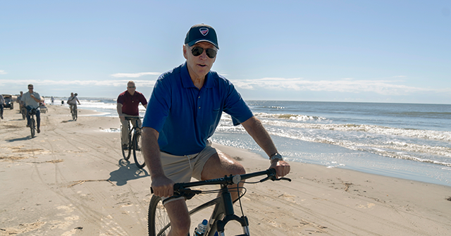 Joe Biden Rides His Bike in Front of Reporters on the Beach, Refuses to Take Questions