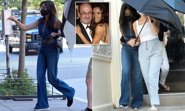 Salman Rushdie's fourth wife Padma Lakshmi is pictured out in NYC