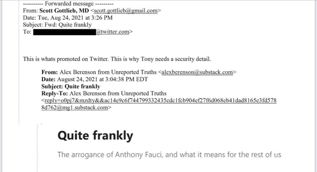 Pfizer board member Scott Gottlieb secretly pressed Twitter to censor me days before Twitter suspended my account last year