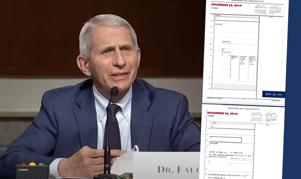 HISTORIC RELEASE: Dr. Anthony Fauci’s Official Work Calendar (November 2019 – March 2020)