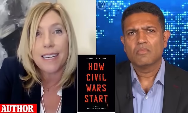 California professor and ex-CIA staffer claims that 'Christian, white men' are primed to start a civil war in America because they 'were once dominant and are in decline' - and blames the right for spike in violent extremism