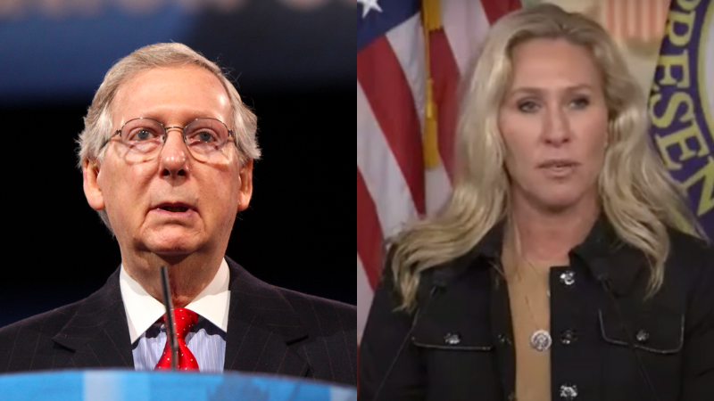 MTG slams Mitch McConnell for 'betrayal' of American values in pushing Biden's massive spending bill