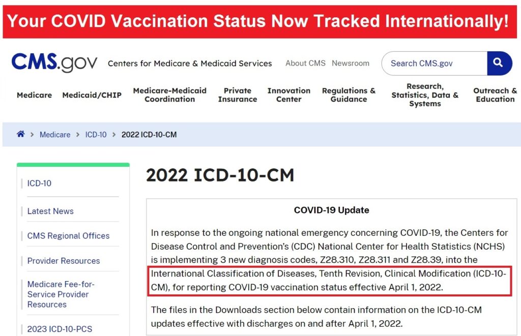 ALERT! International Medical Billing Codes Used by the U.S. Government and Private Insurance Now Track Your COVID-19 Vaccination Status