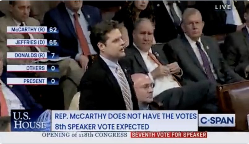 WATCH Rep. Marjorie Taylor Greene’s Expression When Rep. Matt Gaetz Nominates Donald Trump as House Speaker After McCarthy Loses SEVENTH Vote
