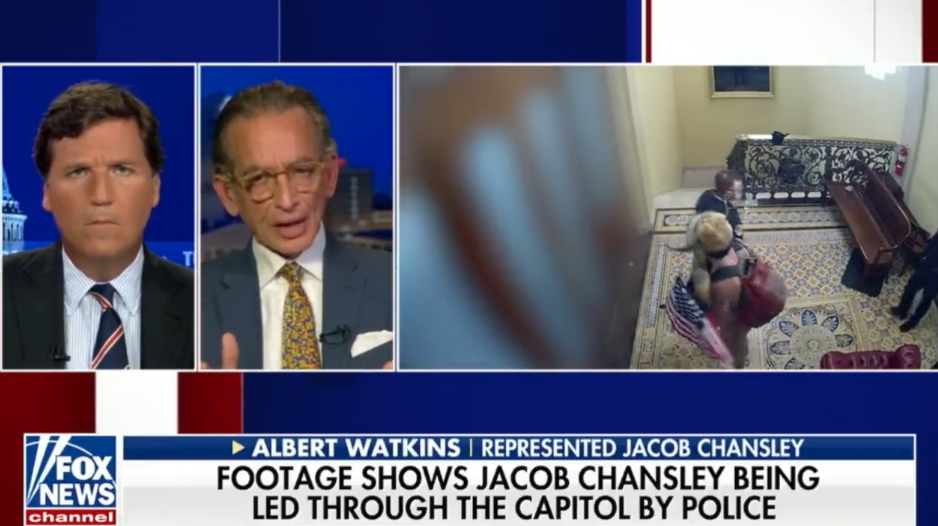 WATCH: Lawyer For ‘QAnon Shaman’ Reveals He Had Never Seen New Footage Until Tucker Carlson Aired It On Fox News