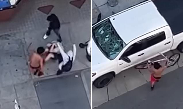Video shows man brutally beaten by a mob of bicyclists in downtown Los Angeles