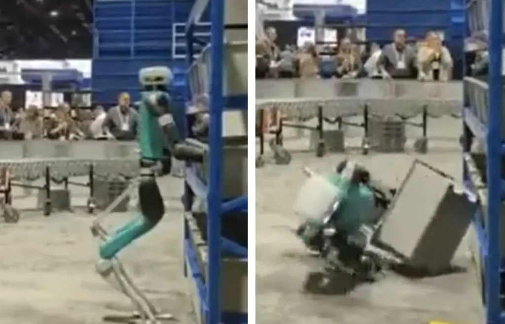 BIZARREA Warehouse Robot Collapsed After Working For 20 Hours Straight