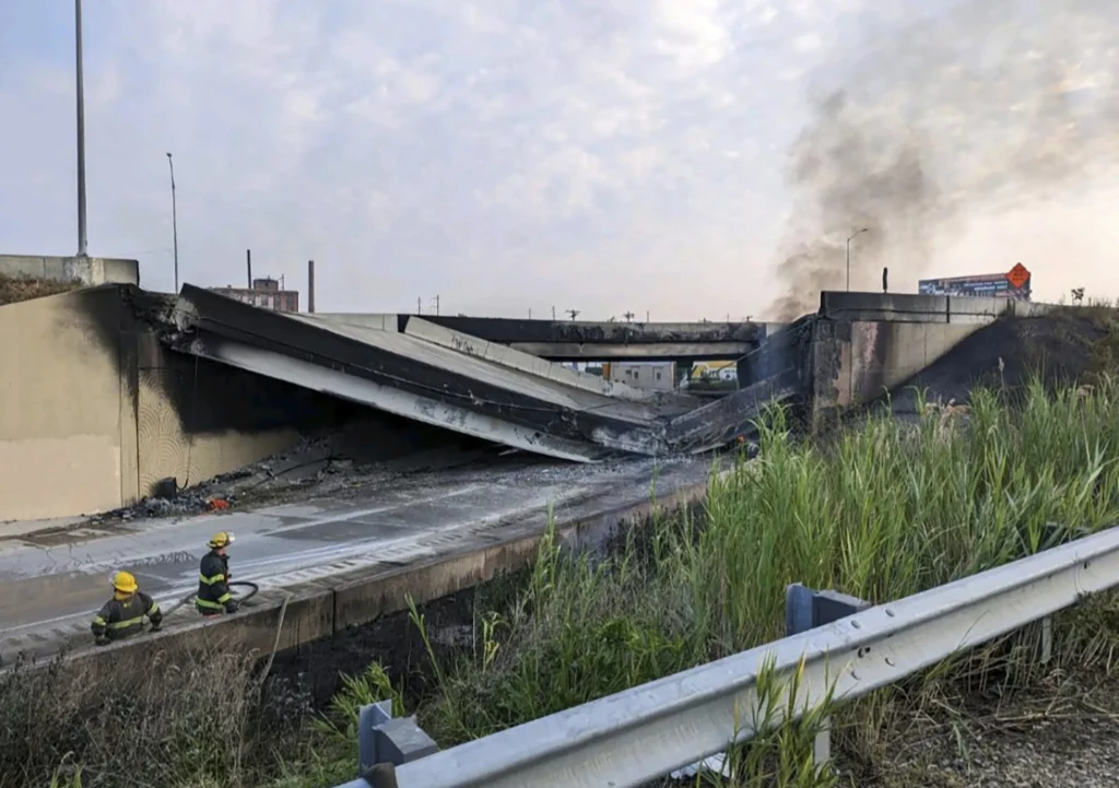 Elevated section of heavily traveled I-95 collapses in Philadelphia