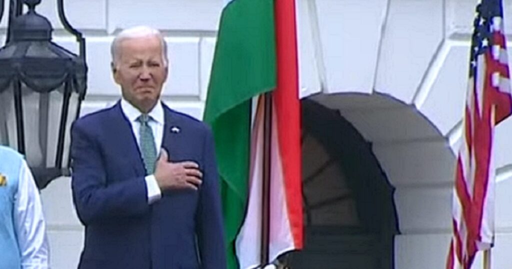 Biden Confidently Places Hand on Heart, Then Slowly Lowers It After Realizing What's Being Played