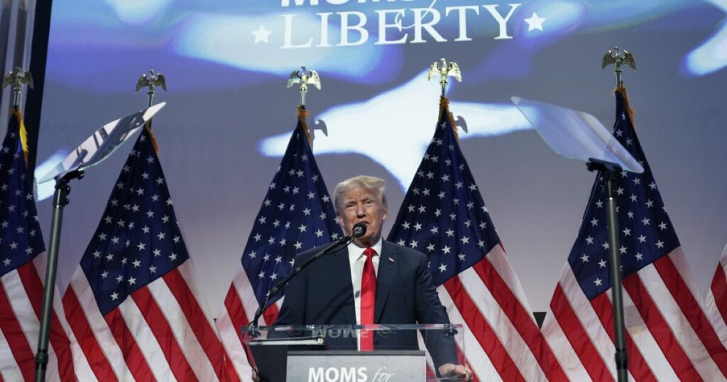 Donald Trump vows to take on 'Marxist lunatics and perverts' in Moms for Liberty speech