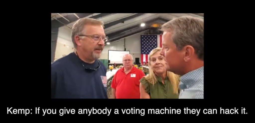 VIDEO: Kemp Caught On Video: "If you give anybody a voting machine they can hack it."