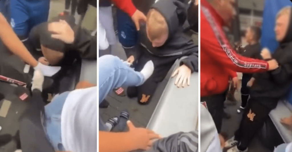 VIDEO: White Boy Beaten to Tears, Forced to Kiss Feet of Migrants