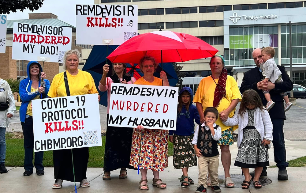 ‘Remdesivir kills’: Medical freedom activists protest outside Michigan hospitals