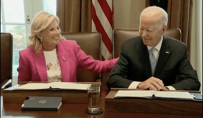 Biden Holds 'Cancer Cabinet' Meeting While Handler Jill Treats Him Like a Child