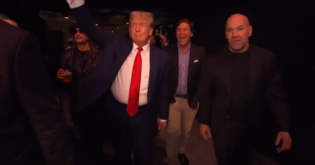 Crowd Goes Crazy As President Trump And Tucker Carlson Enter UFC 295