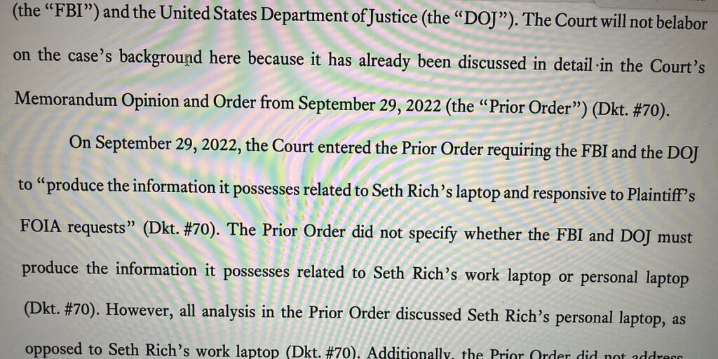 BREAK IN SETH RICH COVERUP: Texas Judge Gives FBI A FINAL 14 Days To Turn Over All Documentation Around Seth Rich's Work and Personal Laptop, DVD and Tape Drives—FBI Wanted To Stall For 66 Years