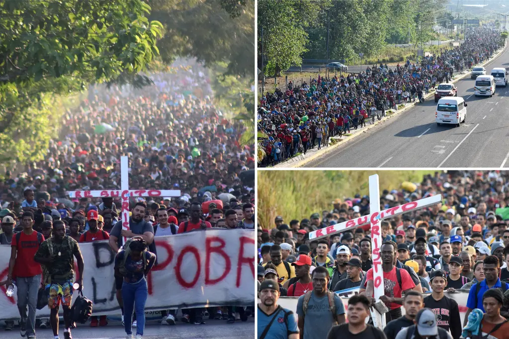 Caravan of up to 15,000 migrants set to crash US border as Blinken prepares to travel to Mexico