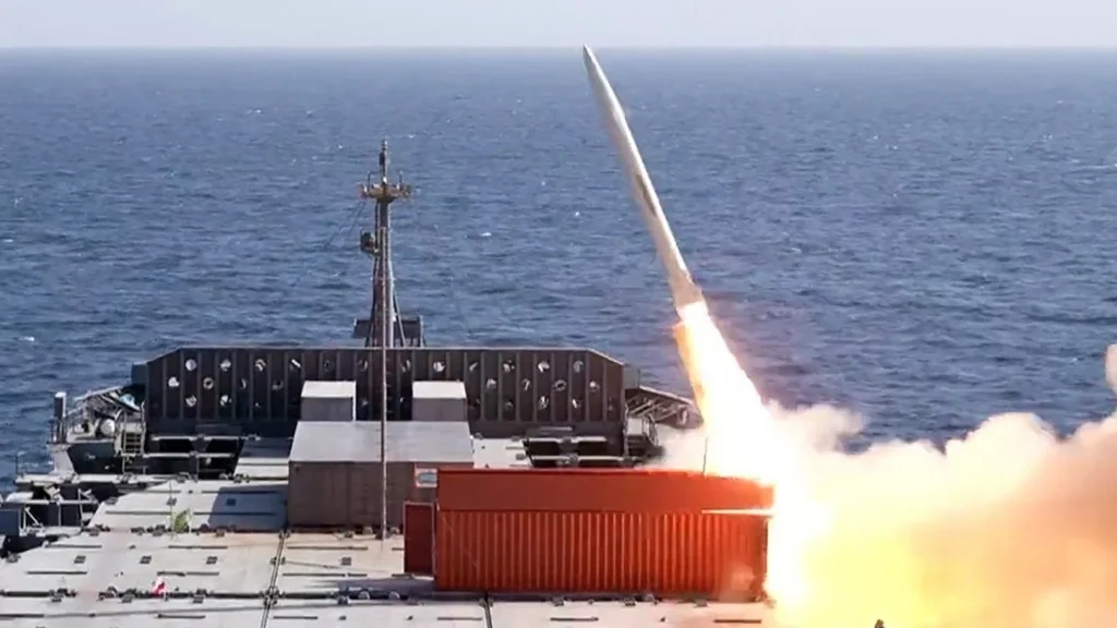Iran Fires Ballistic Missile From A Shipping Container At Sea