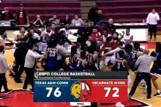 Wild brawl breaks out in Texas A&M Comm-Incarnate Word handshake lines