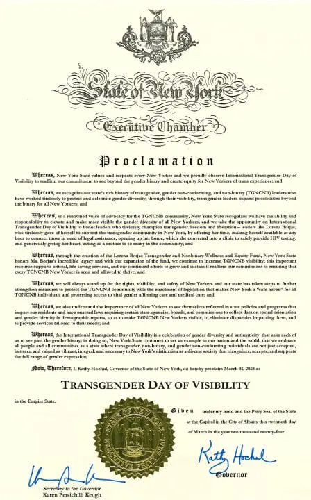 New York Governor Kathy Hochul Declares Easter To Be “Transgender Day of Visibility”