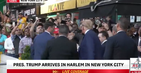 WATCH: Crowd In Deep Blue NYC Chants ‘Four More Years’ As Trump Visits Harlem Bodega