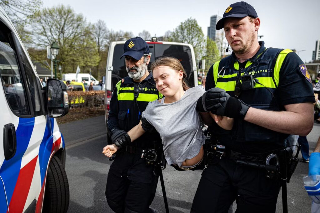 Greta Thunberg arrested by Dutch police twice on same day during The Hague protests