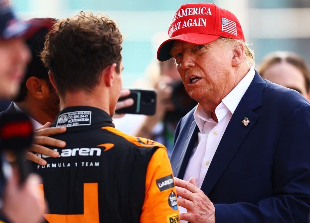 Trump takes in Miami Grand Prix, tells winning driver he was his ‘lucky charm’