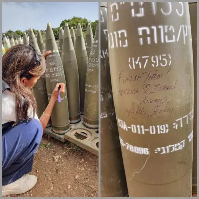 Neocon Nikki Haley Signs IDF Bomb That Says ‘Finish Them.’ Trump Vows To Crush Pro-Palestinian Protests To Jewish Donors