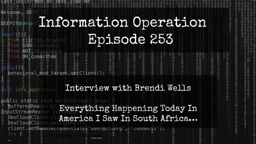 IO Episode 253 - Brendi Wells - Everything Happening Today In America I Saw In South Africa