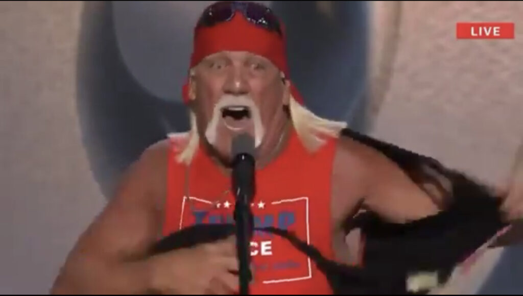 ‘Crowd Erupts As Hulk Hogan ‘Hulks Up’ On Stage During Epic RNC Speech