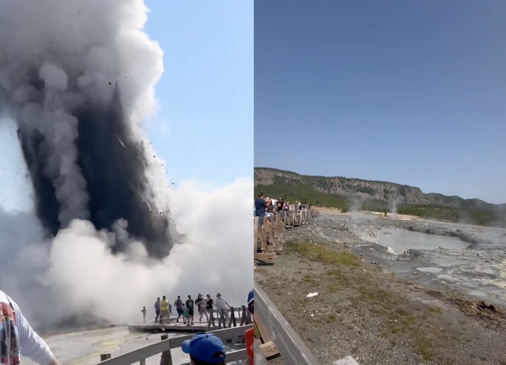 Large Hydrothermal Explosion Rips Apart Biscuit Basin Boardwalk In Yellowstone National Park
