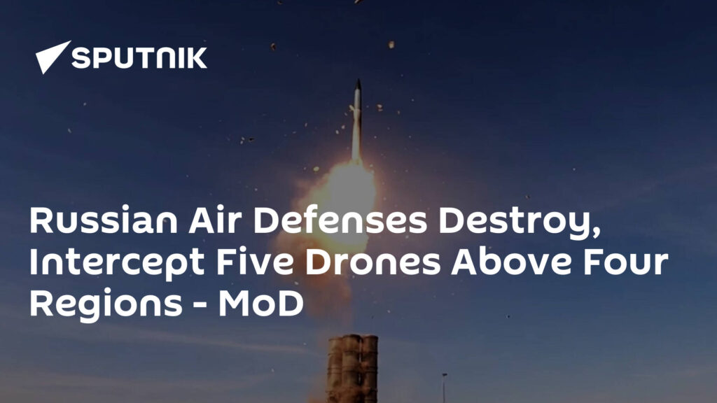 Russian Air Defenses Destroy, Intercept Five Drones Above Four Regions - MoD