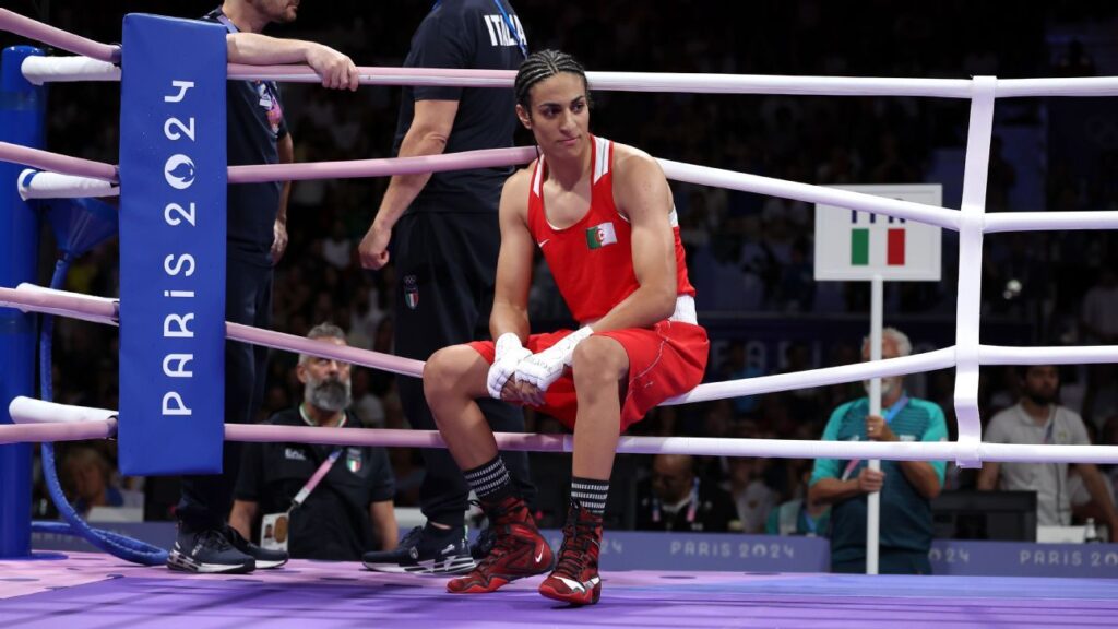 Boxer who faced gender questions wins when rival quits fight