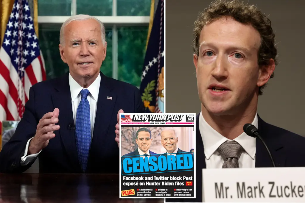Zuckerberg admits Biden admin pressured Facebook to censor COVID content, says it was wrong to suppress The Post’s Hunter laptop coverage