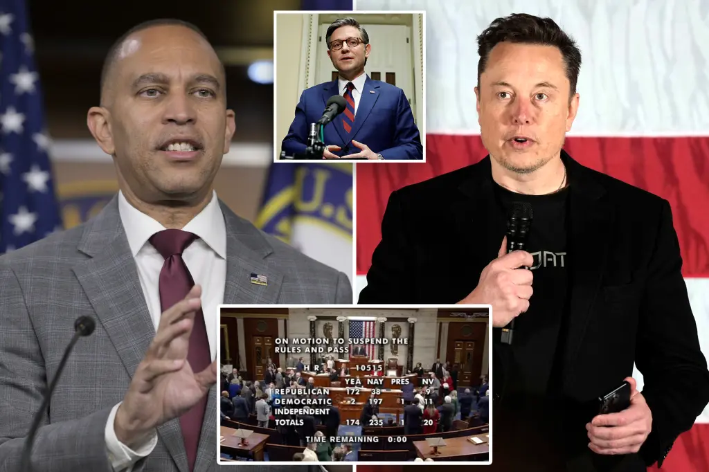 Elon Musk rages, blames Jefferies as Democrats, GOP hardliners tank Trump-backed House bill to avert government shutdown