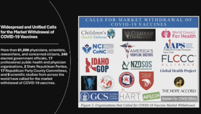 Immediate Market Withdrawal of Death & Disability-Causing COVID-19 mRNA Vaccines Sought in Presentation to Idaho State Senators by Dr. Peter McCullough, Dr. Ryan Cole, Dr. Renata Moon, Nicolas Hulscher, MPH & Many Others