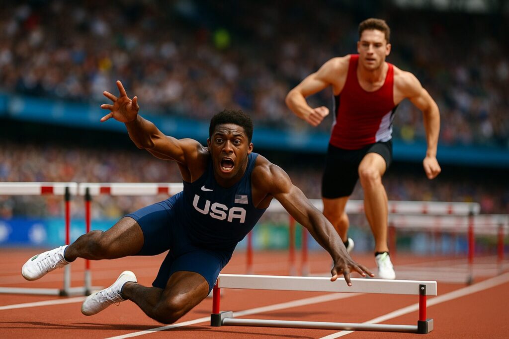 American Hurdler’s Huge P*nis Flops Out Mid-Race, Still Wins and Posts PB!