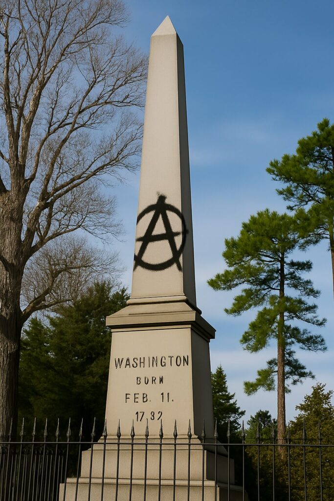 Historic Mary Washington Monument Vandalized With Apparent Antifa Graffiti