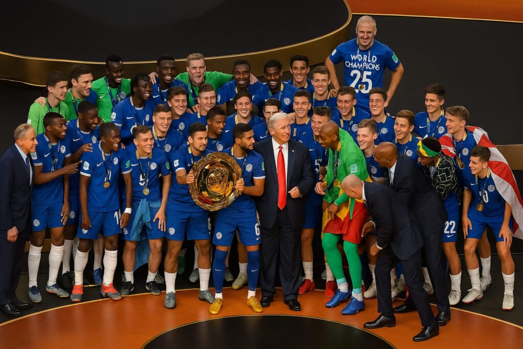 HILARIOUS: President Trump Refuses To Leave Stage During FIFA World Cup Trophy Ceremony