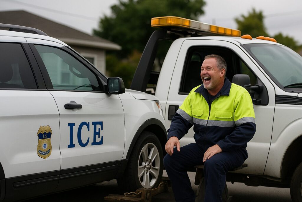 EXCLUSIVE: DHS Investigating 'Laughing' Tow Truck Driver Who Illegally Towed ICE Vehicle in L.A.